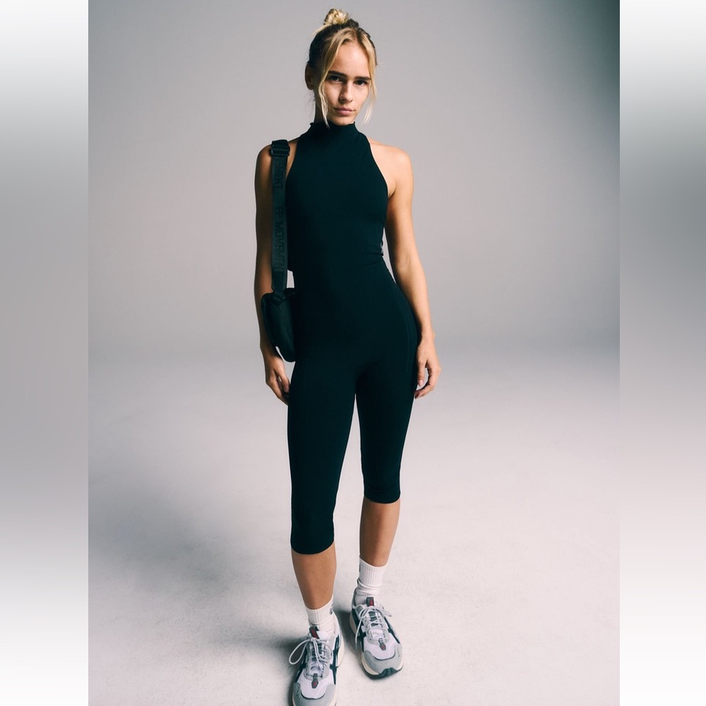 Free People High Side Sleeveless Black Jumpsuit Size M/L